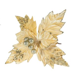 Velvet Poinsettia with Glitter Edge Gold