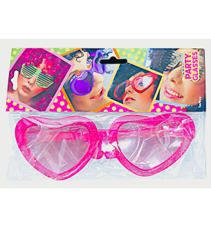 Party Glasses Pink Glitter Heart Shape 1 pair
